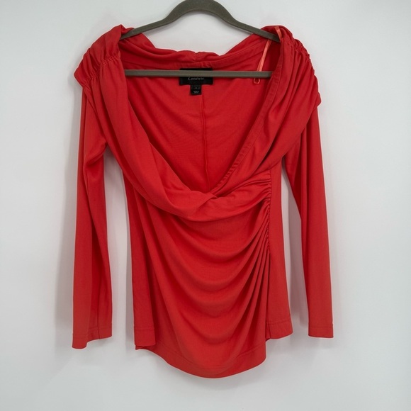 St. John Couture Surplice Drape Neck Long Sleeve Blouse Shirt Top Orange Size 8 - Picture 9 of 9